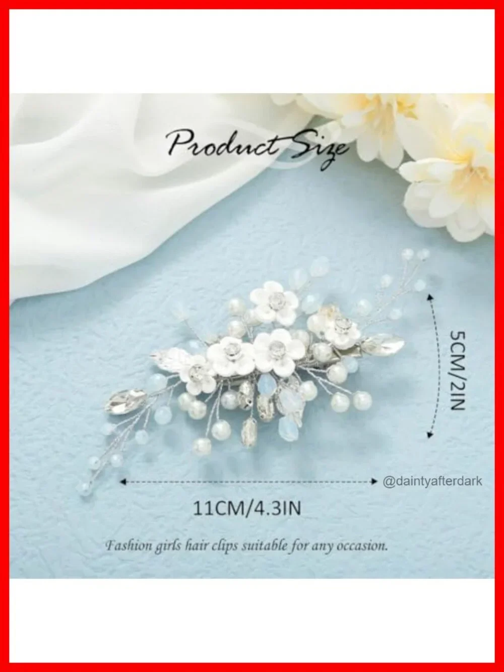 Flower Pearl Rhinestone Bridal Hair Clip Barrettes Wedding Hair Piece